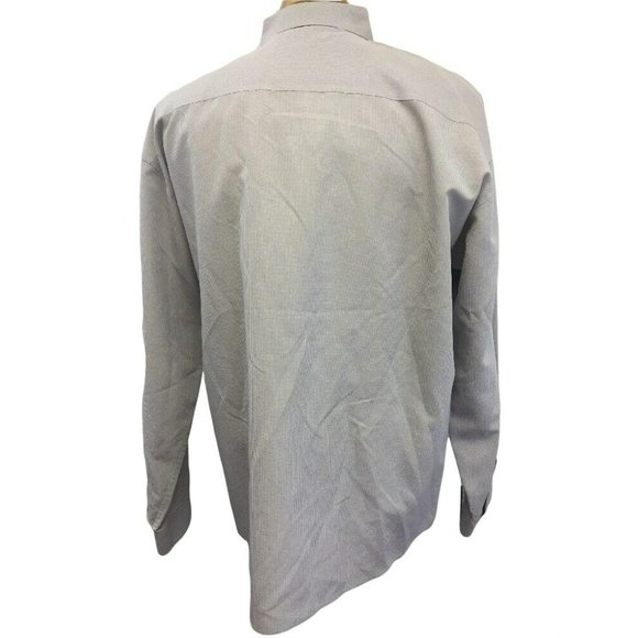 Pronto Uomo Mens Dress Oxford Shirt Tan Size XL Button L/S Tan Grey Checked - Picture 3 of 12